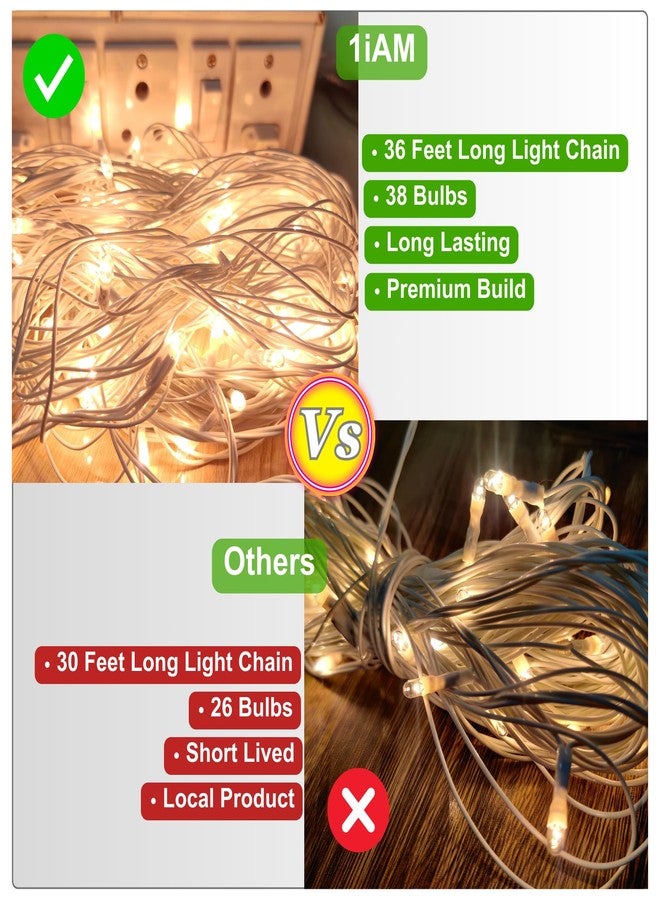 1iAM 2pcs White Net Light Combo | 1pc 5x1.5m (16.4x5ft) Transparent Cabana Decoration Net Backdrop Curtain & 1pc 11m 38 Bulbs Including Rice Light For Birthday, Anniversary, Wedding, Haldi, Mehndi - Image 5